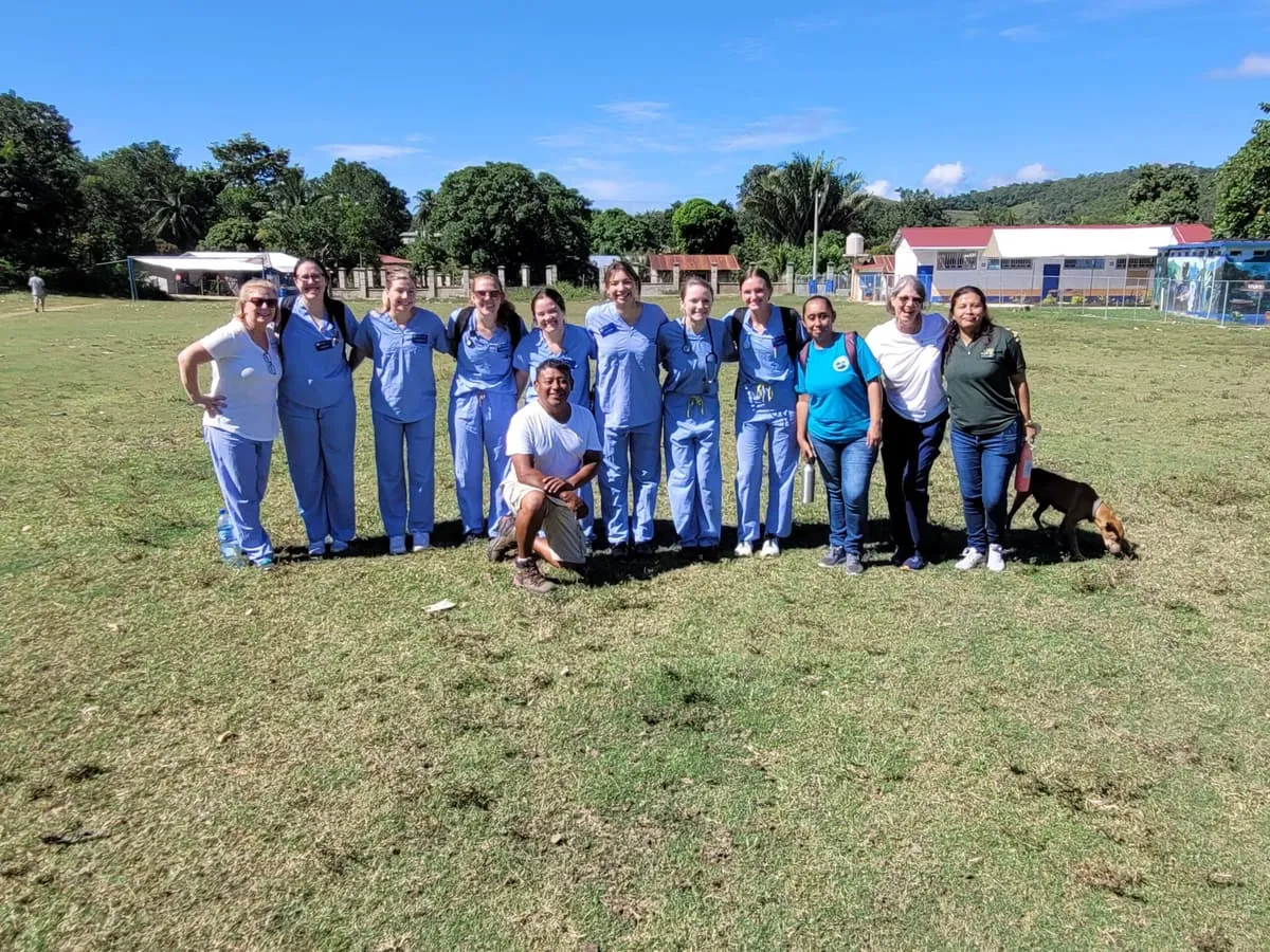 Group of nursing students in scrubs in Belize
